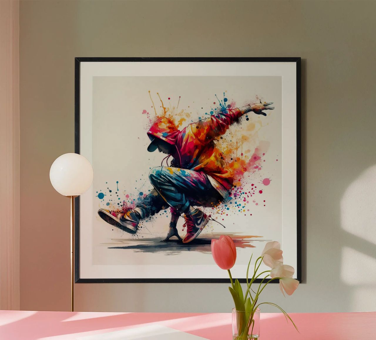 break dance hip hop dancing in watercolor poster by ARTVI-SHOP