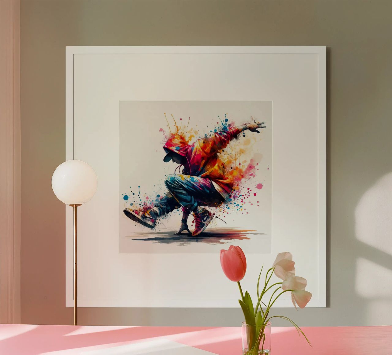 break dance hip hop dancing in watercolor poster by ARTVI-SHOP