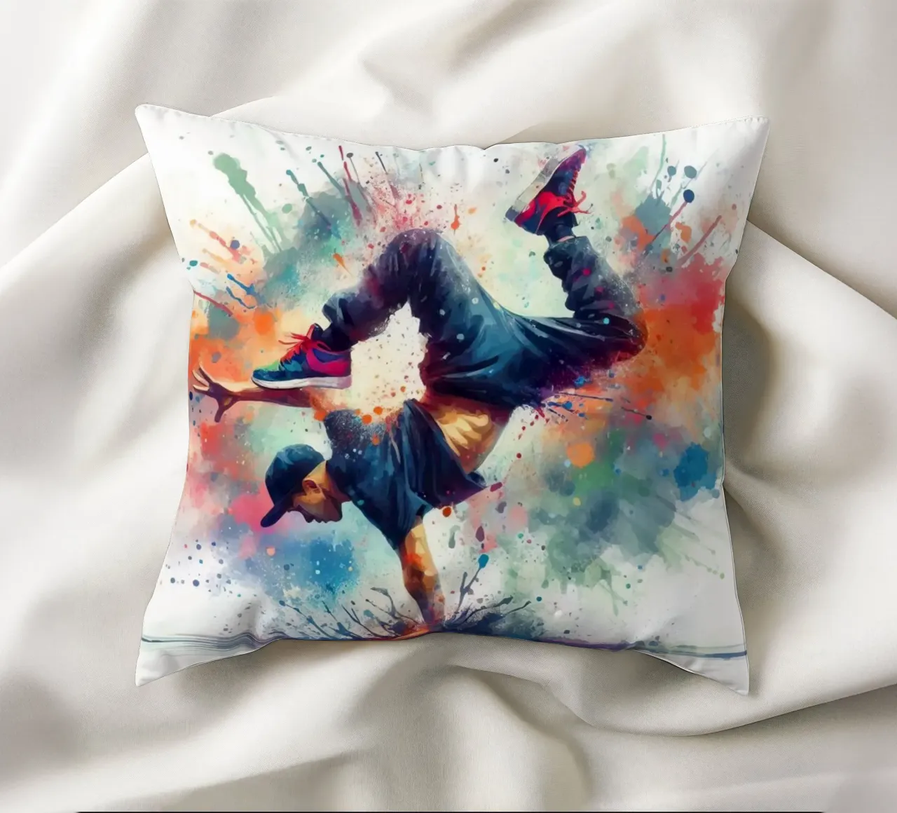 break dance hip hop danza in acquerello cuscino da 🎁 ARTVI-SHOP