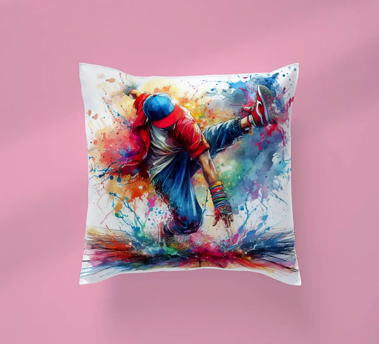 break dance hip hop danza in acquerello cuscino da 🎁 ARTVI-SHOP