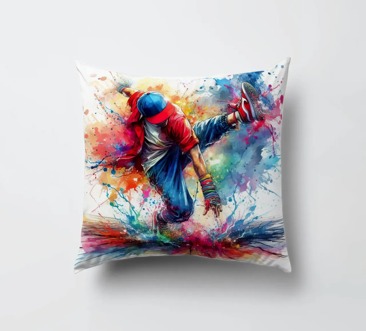 break dance hip hop danza in acquerello cuscino da 🎁 ARTVI-SHOP
