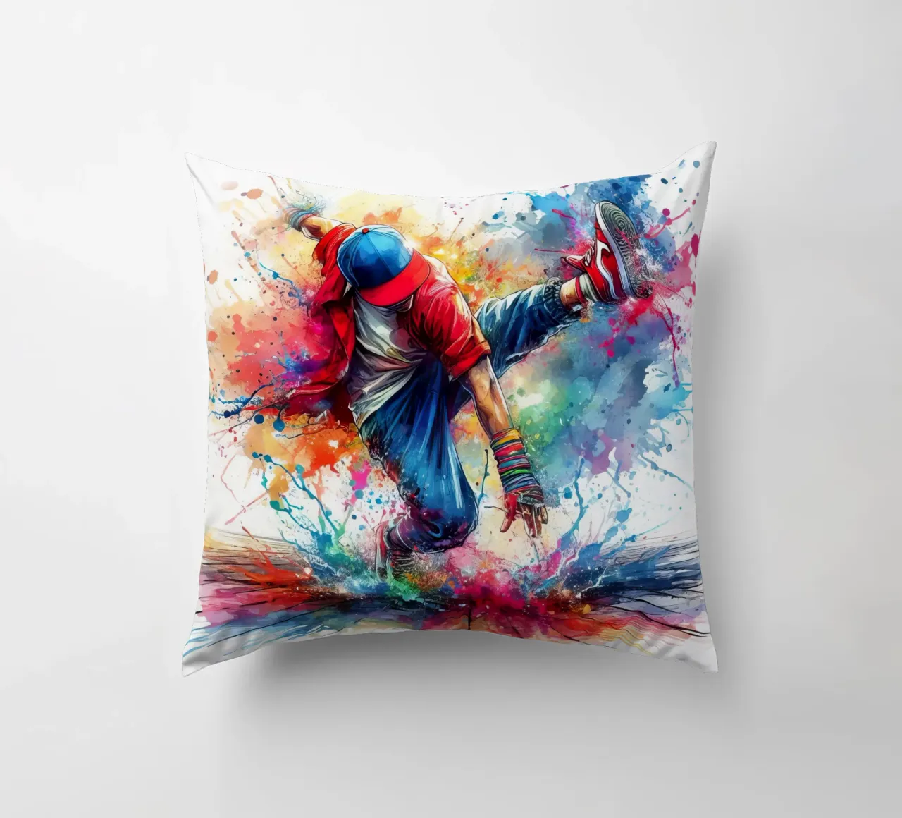 break dance hip hop danza in acquerello cuscino da 🎁 ARTVI-SHOP