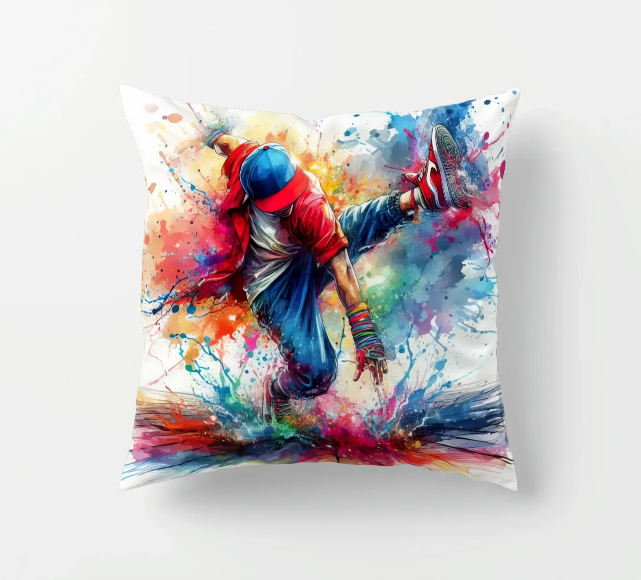 break dance hip hop danza in acquerello cuscino da 🎁 ARTVI-SHOP
