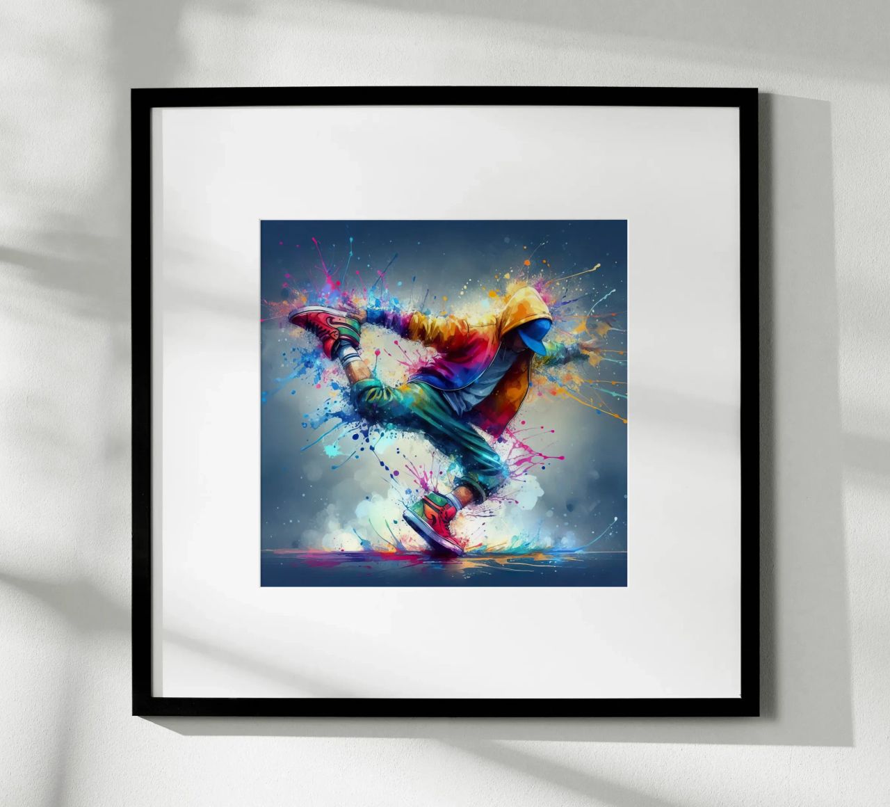 break dance hip hop dancing in watercolor poster by ARTVI-SHOP