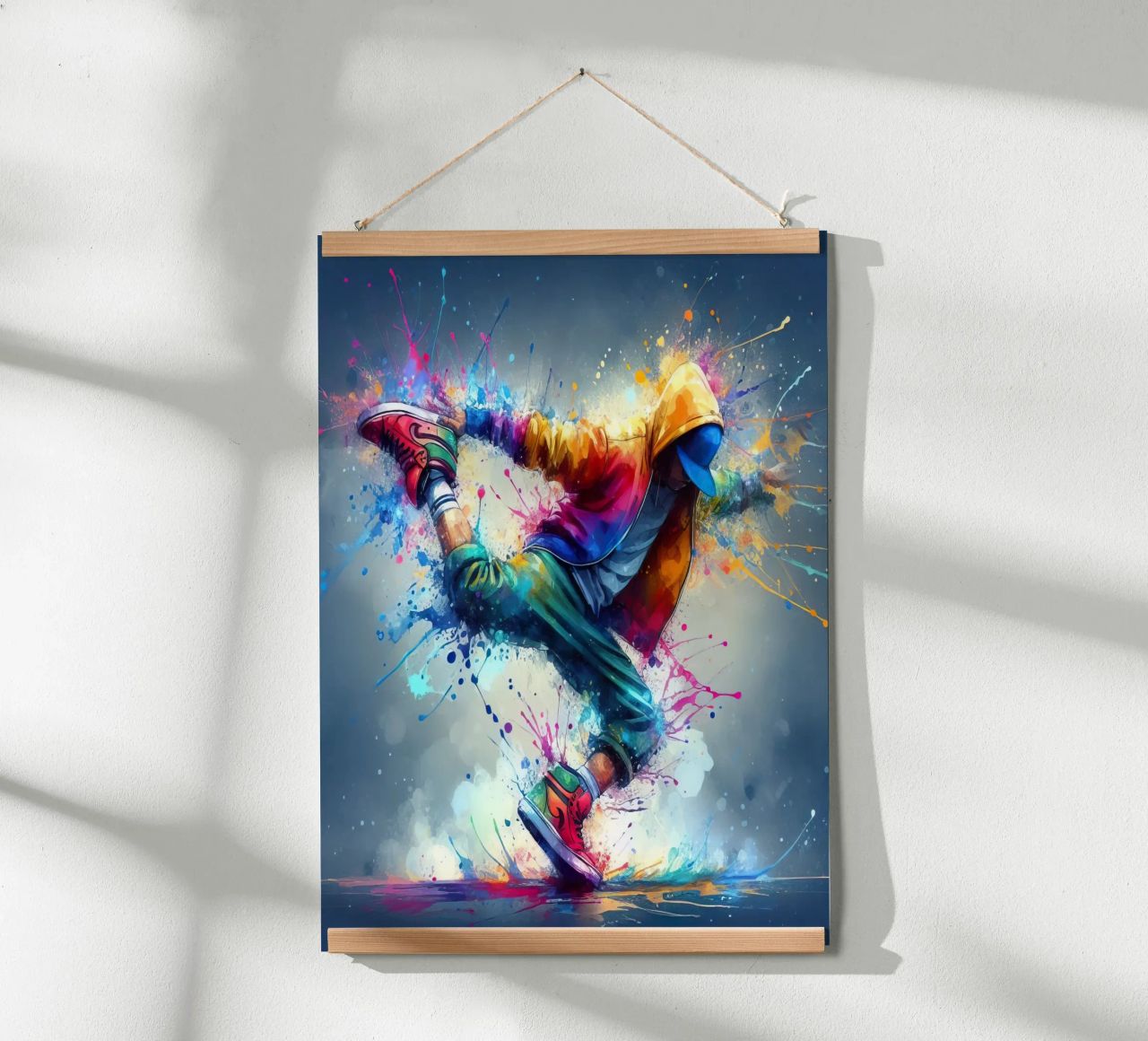 break dance hip hop dancing in watercolor poster by ARTVI-SHOP