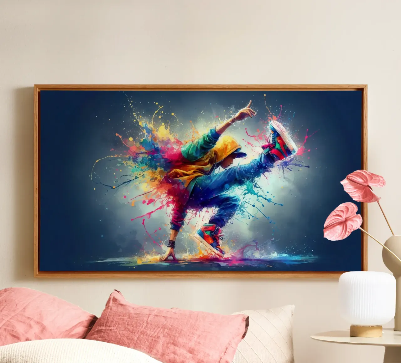 break dance hip hop danza in acquerello tela con Cornice a cassetta da 🎁 ARTVI-SHOP