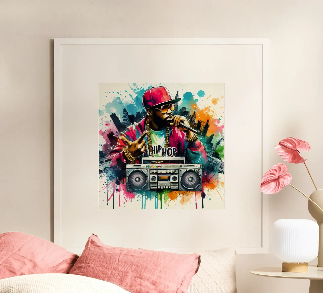 break dance hip hop danza in acquerello poster con telaio in alluminio da 🎁 ARTVI-SHOP