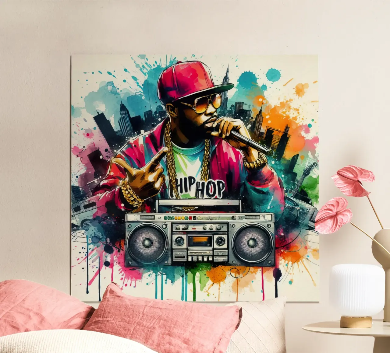break dance hip hop danza in acquerello poster con telaio in alluminio da 🎁 ARTVI-SHOP