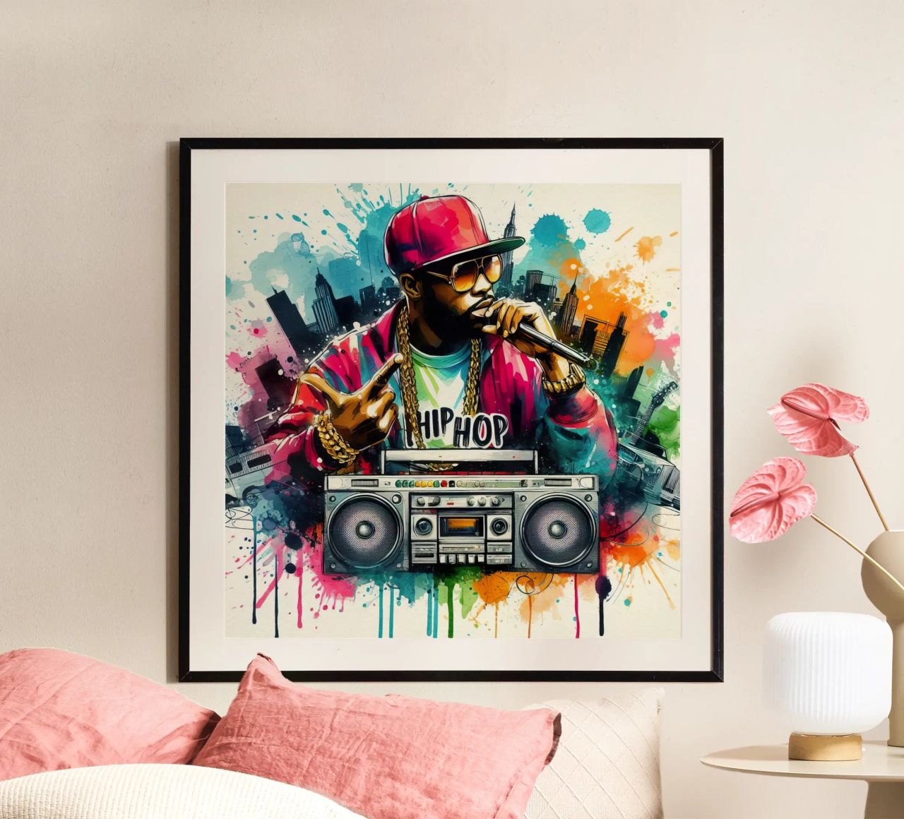 Breakdance Hip Hop Tanzen in Aquarell Poster von ARTVI-SHOP