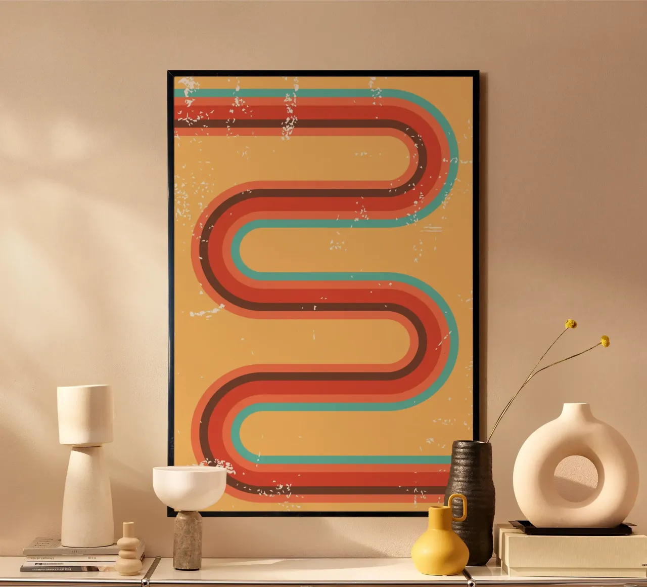 UN VIAGGIO PIENO DI OSTACOLI NEL PASSATO. poster con telaio in alluminio da galihstudio
