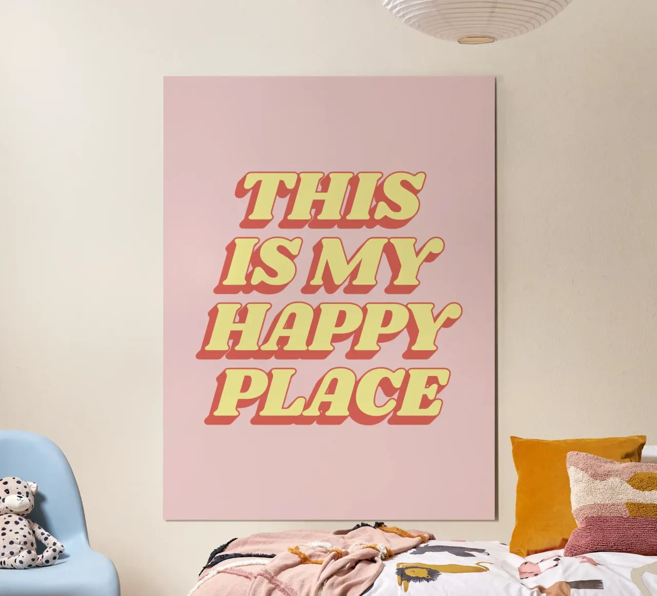 This is My Happy Place - Design tipografico in giallo e rosa carta hahnemühle da THE MOTIVATED TYPE