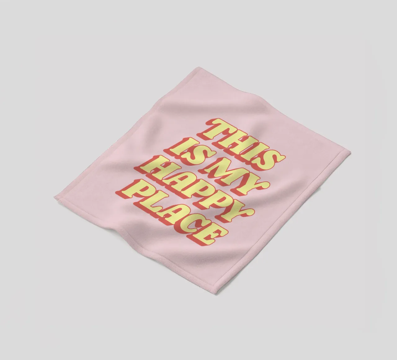 This is My Happy Place - Design tipografico in giallo e rosa coperta in pile da THE MOTIVATED TYPE