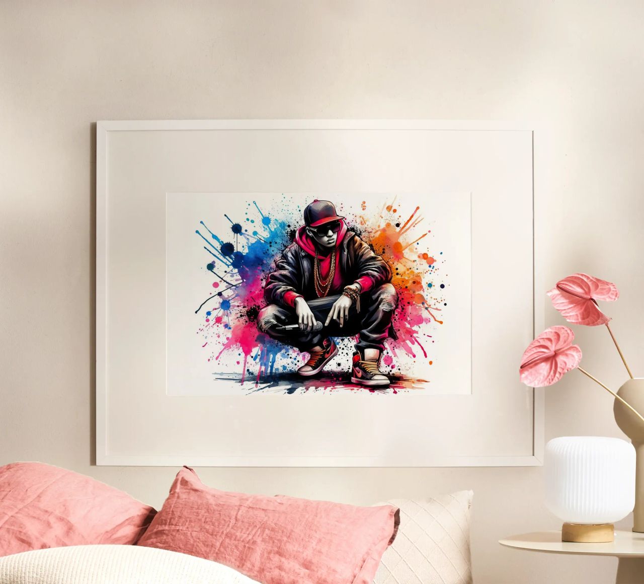 Hip-Hop-Sängerin in Aquarell Poster von ARTVI-SHOP