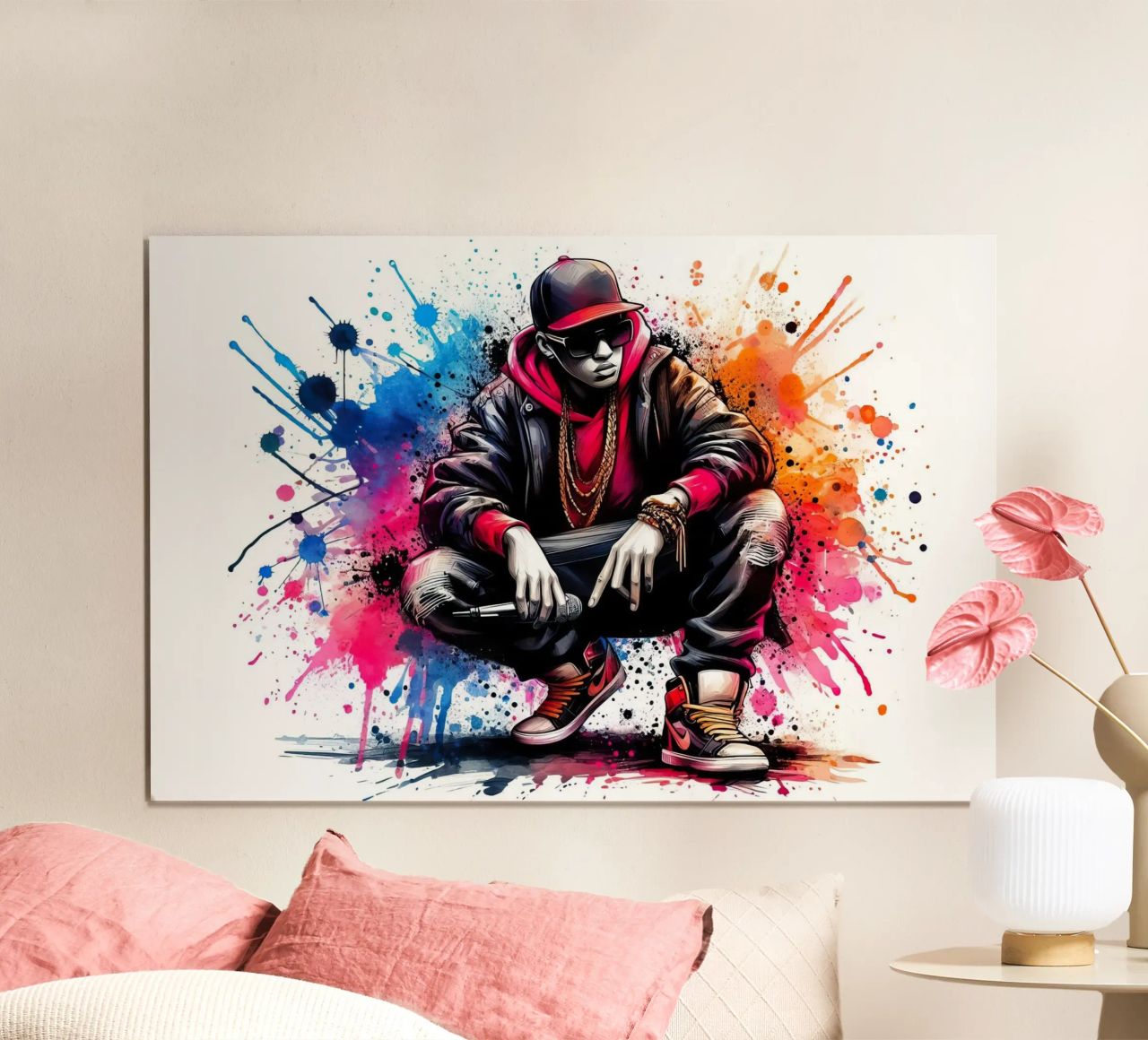 Hip-Hop-Sängerin in Aquarell Poster von ARTVI-SHOP