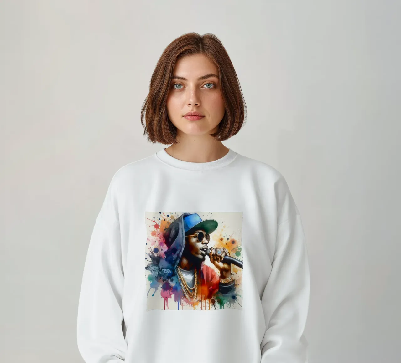 cantante hip hop in acquerello felpa da 🎁 ARTVI-SHOP