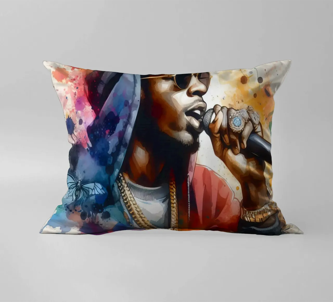 cantante hip hop in acquerello cuscino da 🎁 ARTVI-SHOP