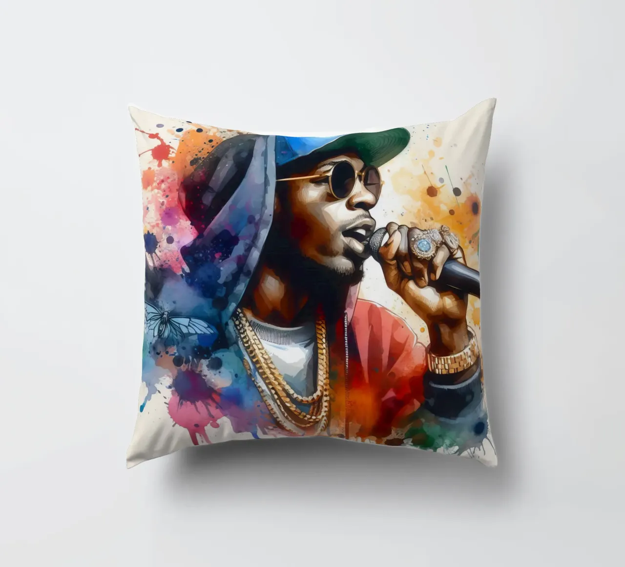 cantante hip hop in acquerello cuscino da 🎁 ARTVI-SHOP