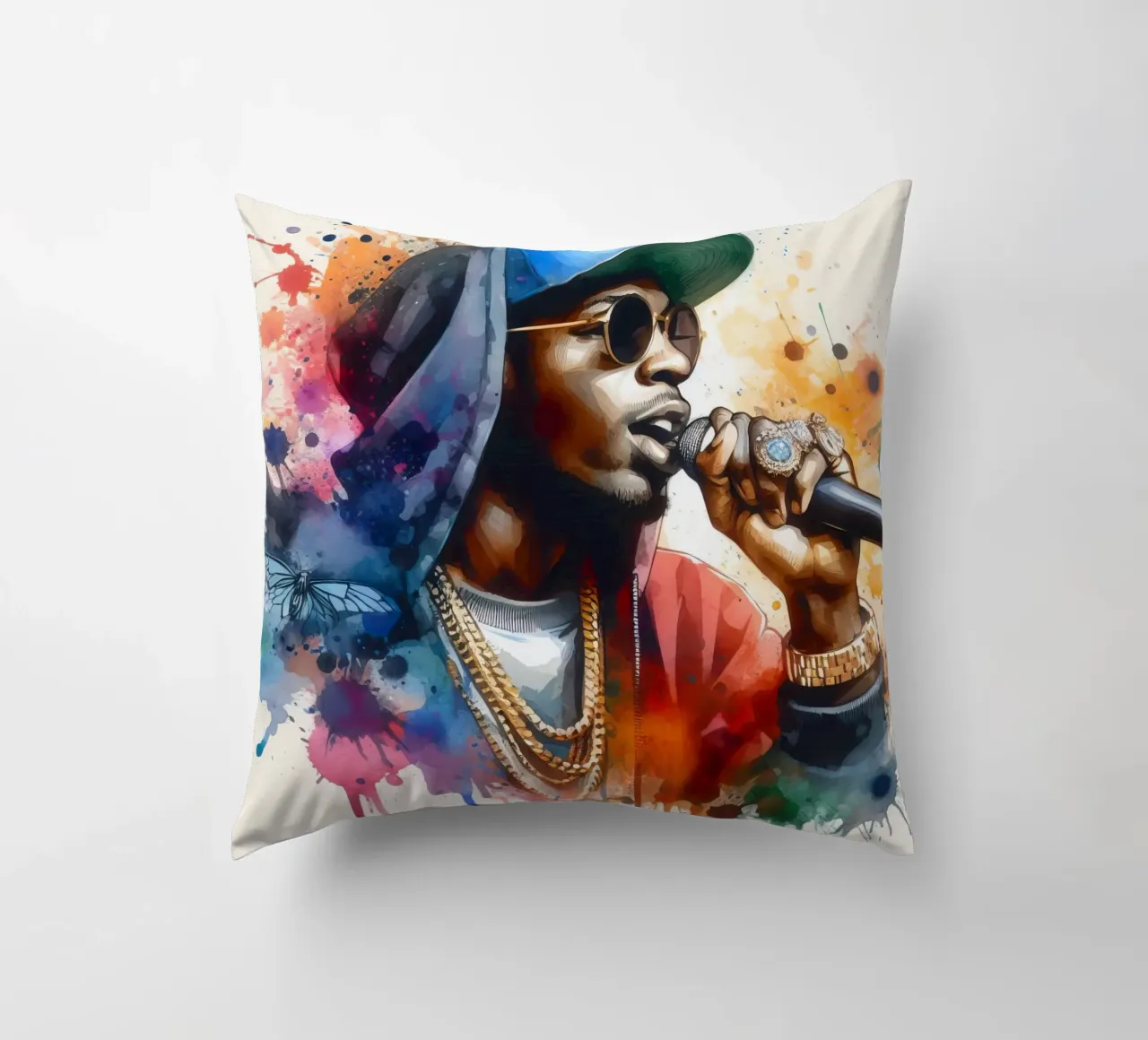 cantante hip hop in acquerello cuscino da 🎁 ARTVI-SHOP