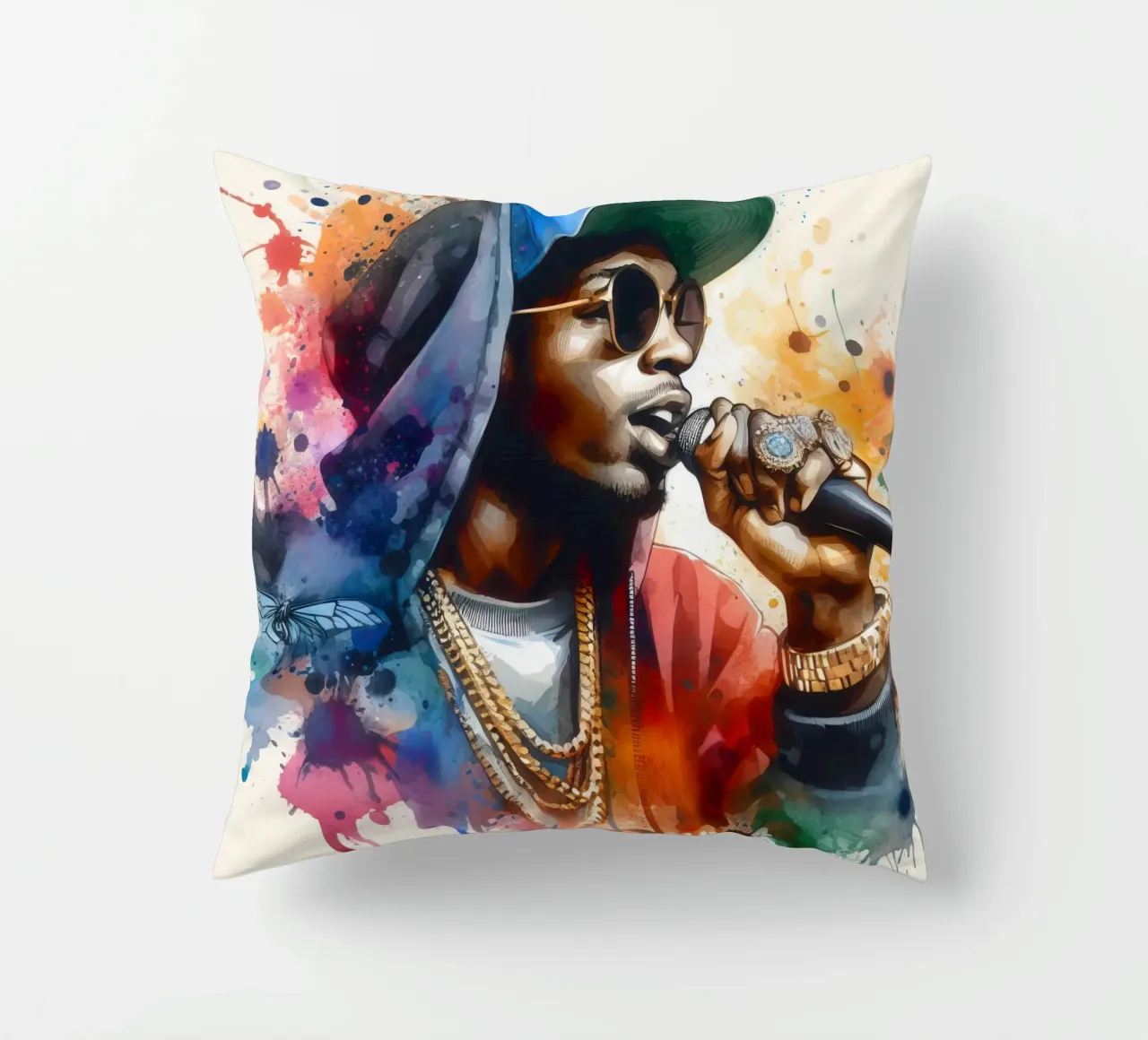 cantante hip hop in acquerello cuscino da 🎁 ARTVI-SHOP