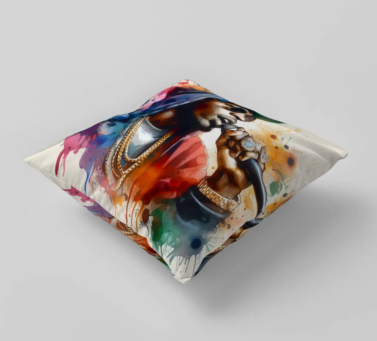 cantante hip hop in acquerello cuscino da 🎁 ARTVI-SHOP