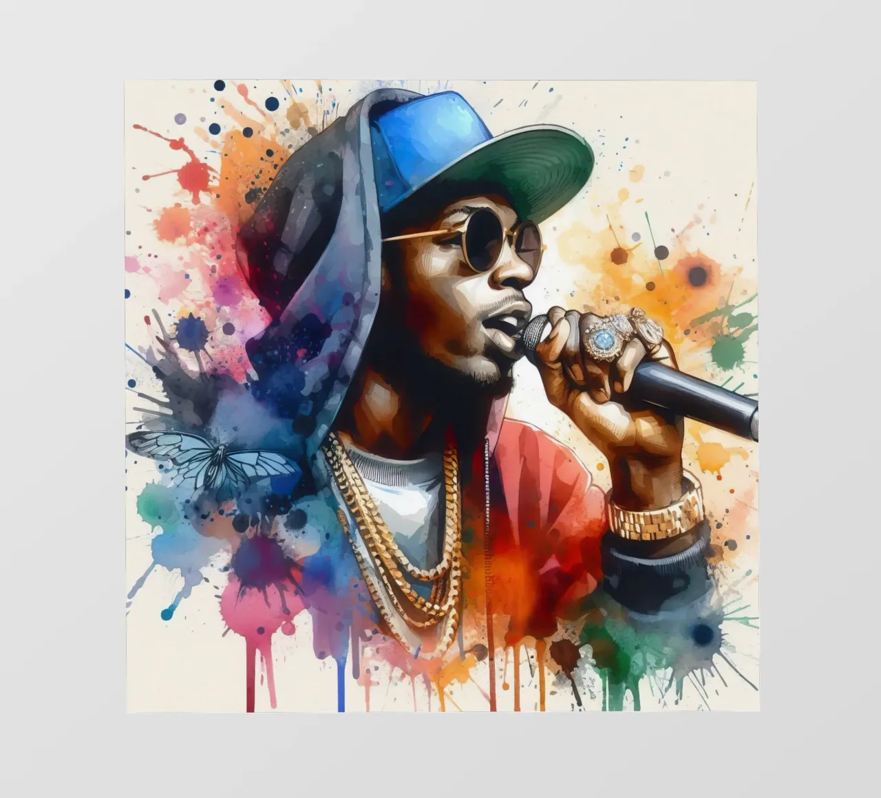 cantante hip hop in acquerello pellicola backlit da 🎁 ARTVI-SHOP