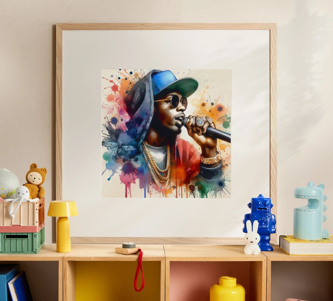hip hop singer in watercolor poster by ARTVI-SHOP