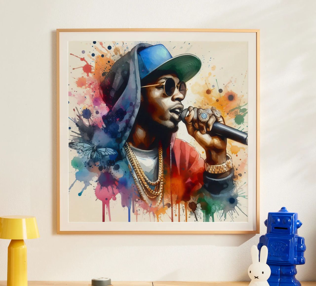 hip hop singer in watercolor poster by ARTVI-SHOP