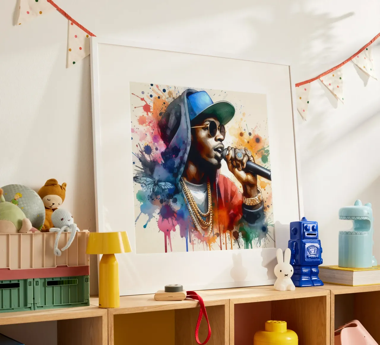 hip hop singer in watercolor poster by 🎁 ARTVI-SHOP