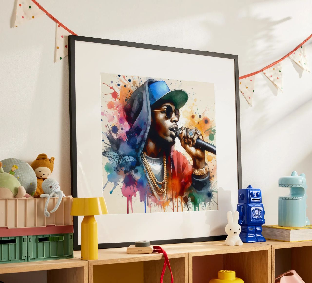 hip hop singer in watercolor poster by ARTVI-SHOP