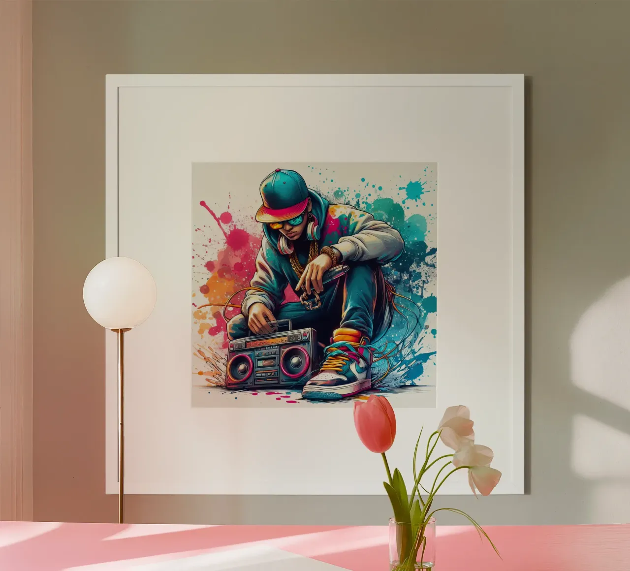 cantante hip hop in acquerello poster con telaio in alluminio da 🎁 ARTVI-SHOP