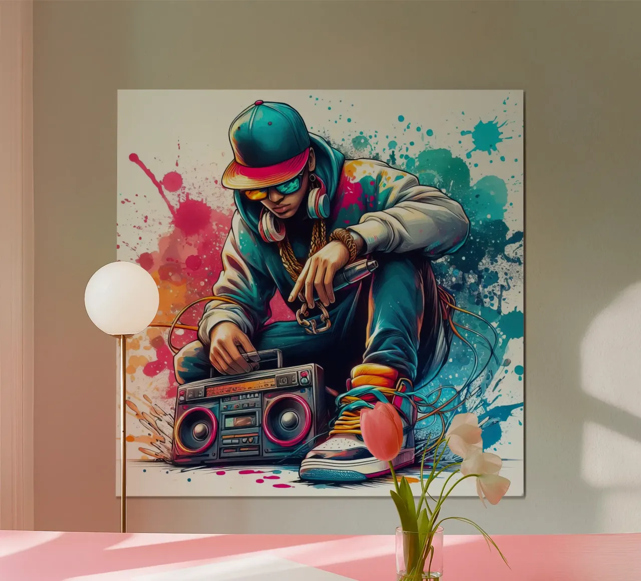 cantante hip hop in acquerello poster con telaio in alluminio da 🎁 ARTVI-SHOP