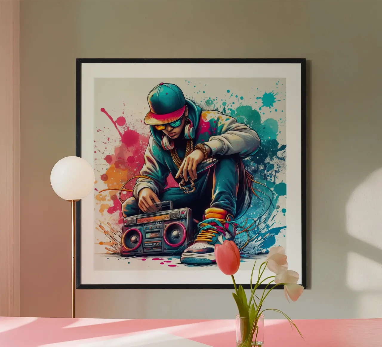 cantante hip hop in acquerello poster con telaio in alluminio da 🎁 ARTVI-SHOP