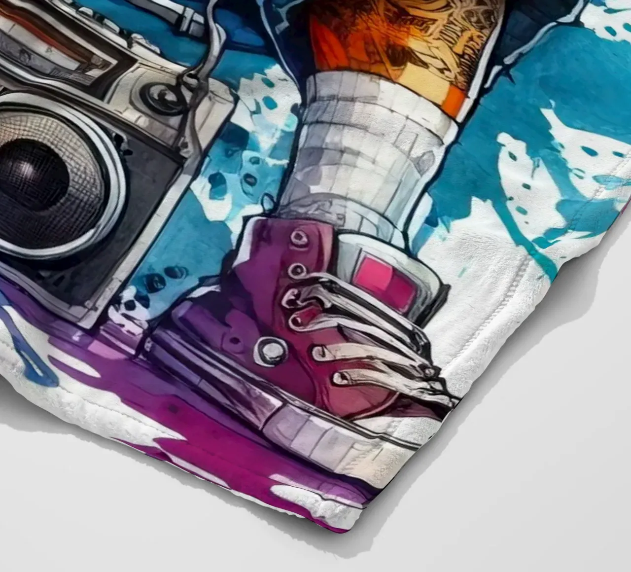 hip hop singer in watercolor fleece blanket by 🎁 ARTVI-SHOP