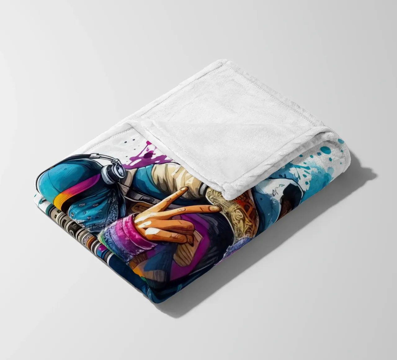 hip hop singer in watercolor fleece blanket by 🎁 ARTVI-SHOP