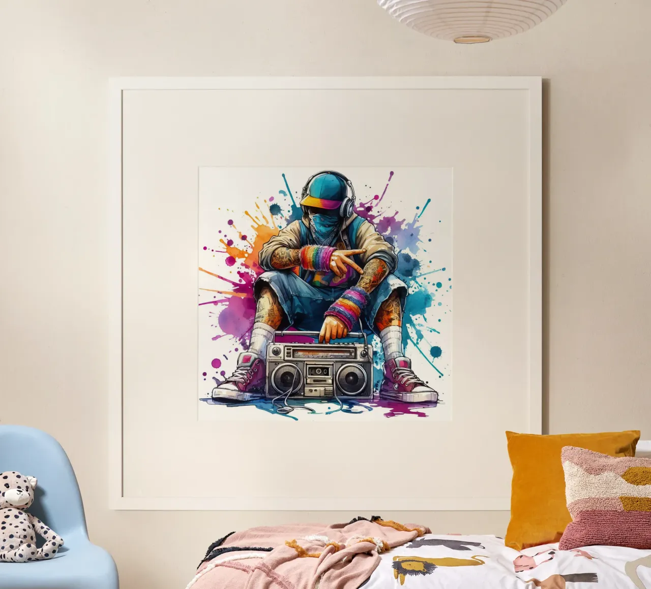 cantante hip hop in acquerello poster con telaio in legno da 🎁 ARTVI-SHOP
