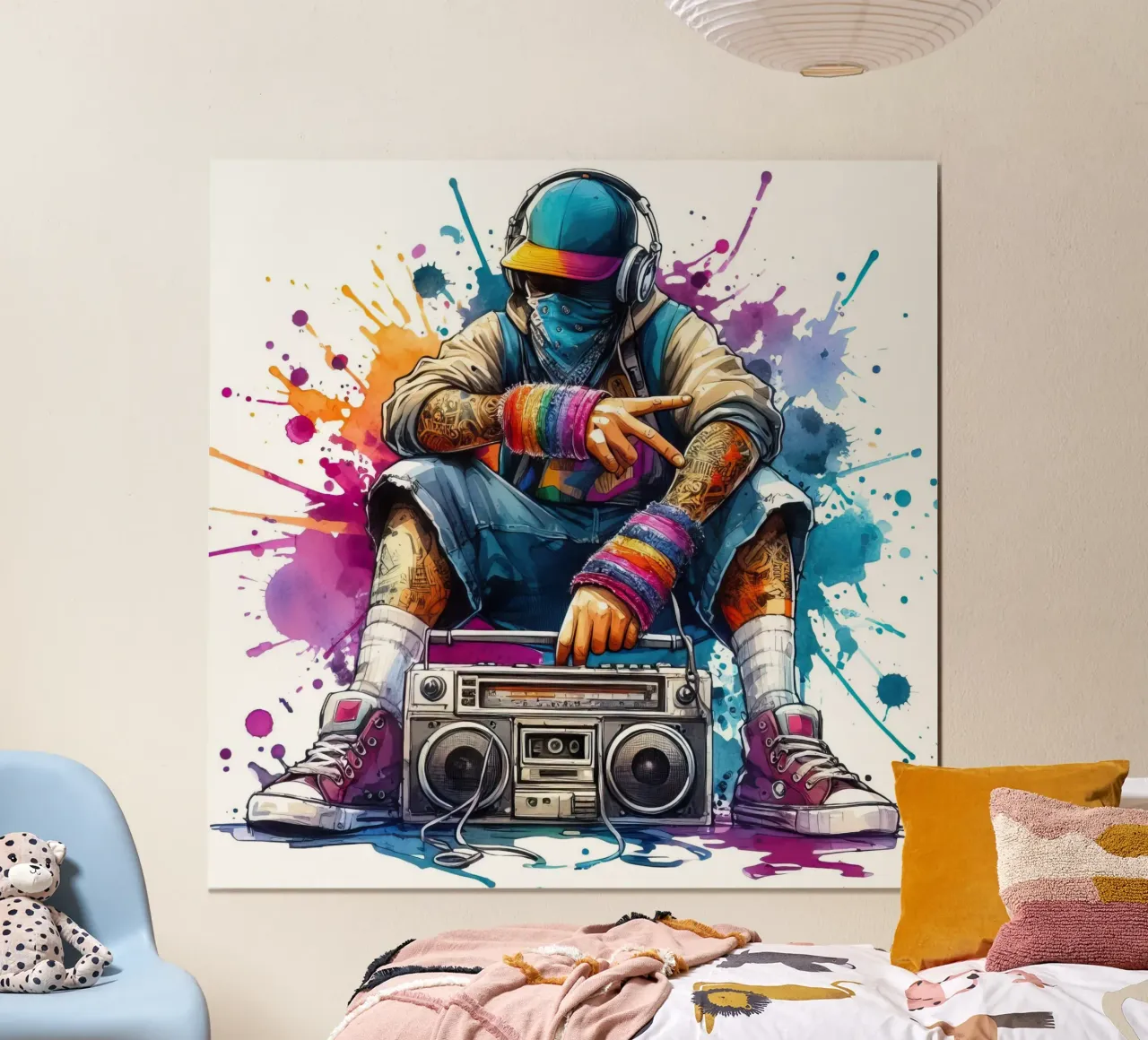 cantante hip hop in acquerello poster con telaio in legno da 🎁 ARTVI-SHOP