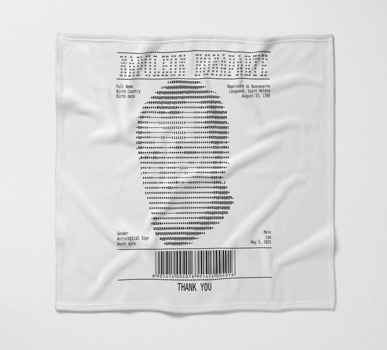 Receipt Art - Napoleon Buonaparte fleece blanket by Doa Project