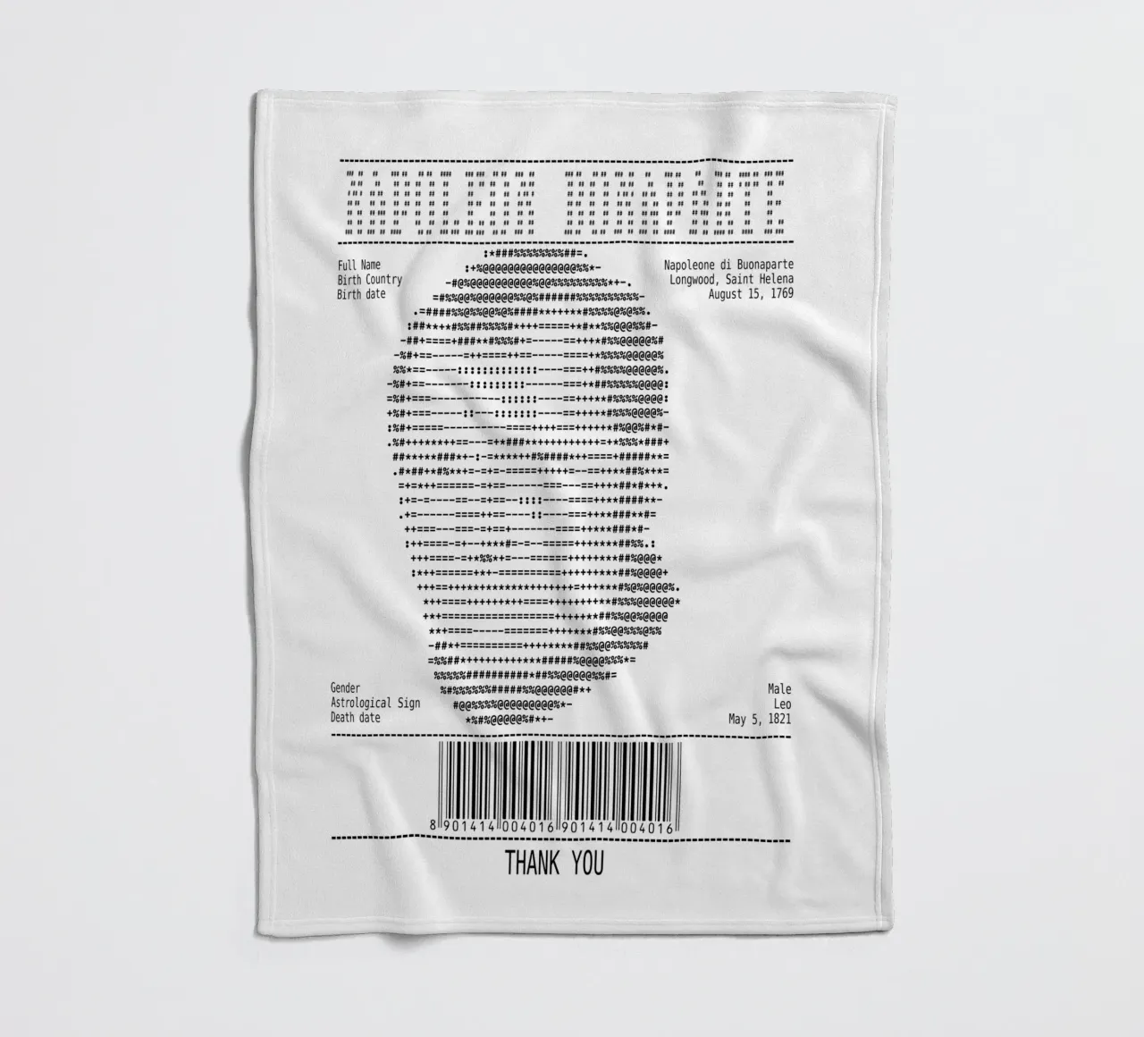 Receipt Art - Napoleon Buonaparte fleece blanket by Doa Project