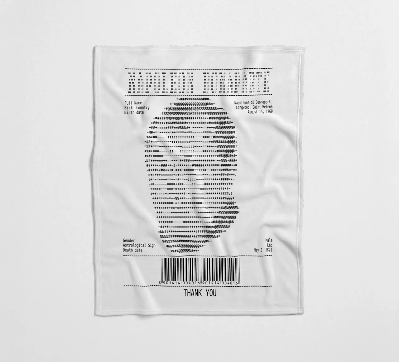 Receipt Art - Napoleon Buonaparte fleece blanket by Doa Project