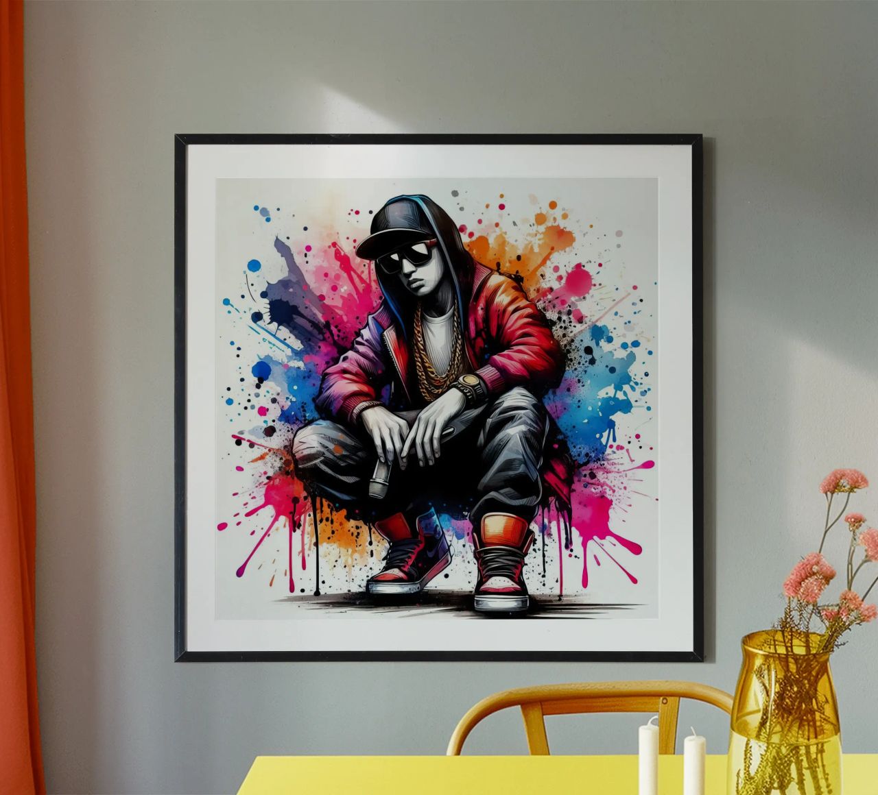 Hip-Hop-Sängerin in Aquarell Poster von ARTVI-SHOP