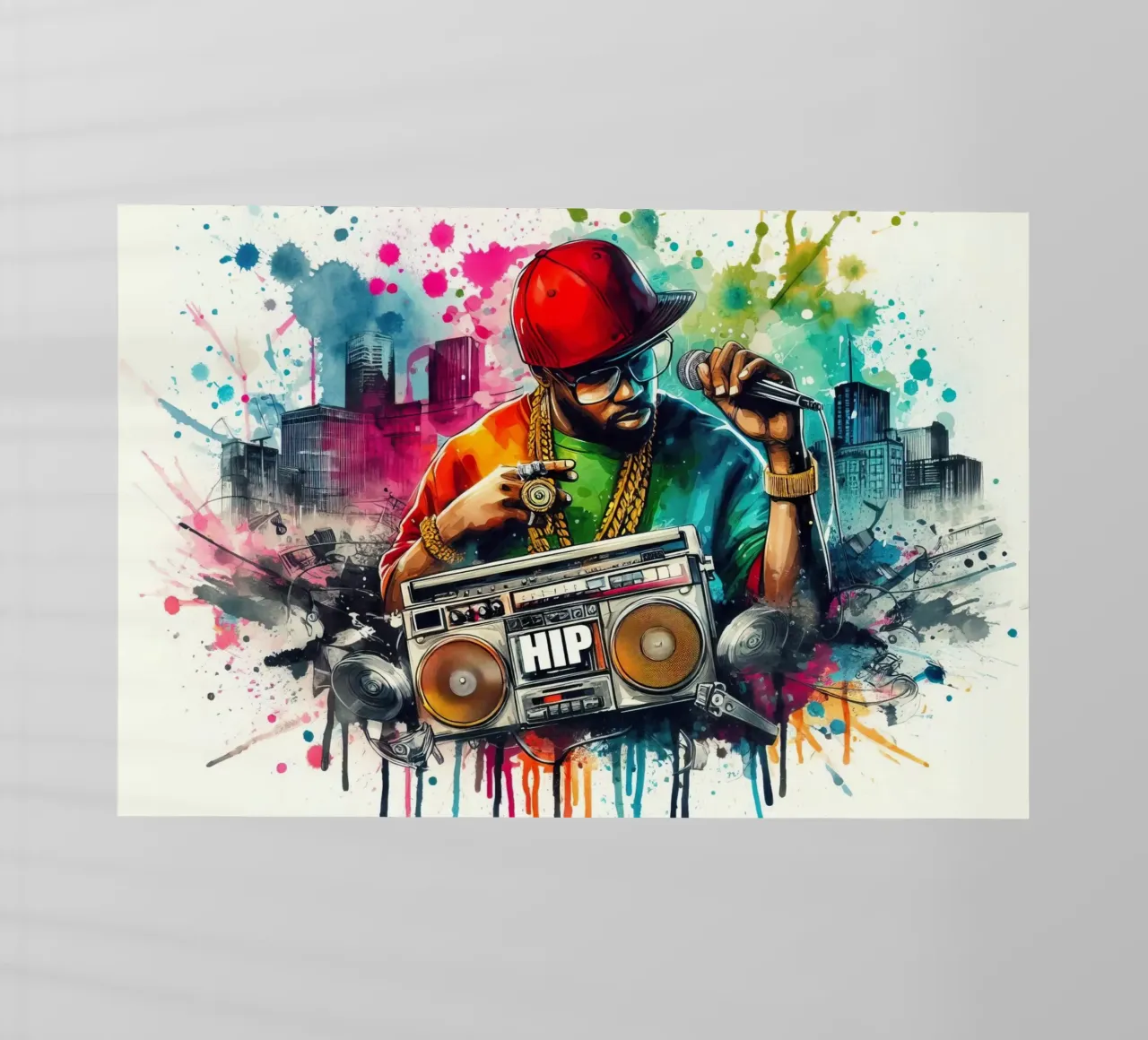 cantante hip hop in acquerello pellicola backlit da 🎁 ARTVI-SHOP