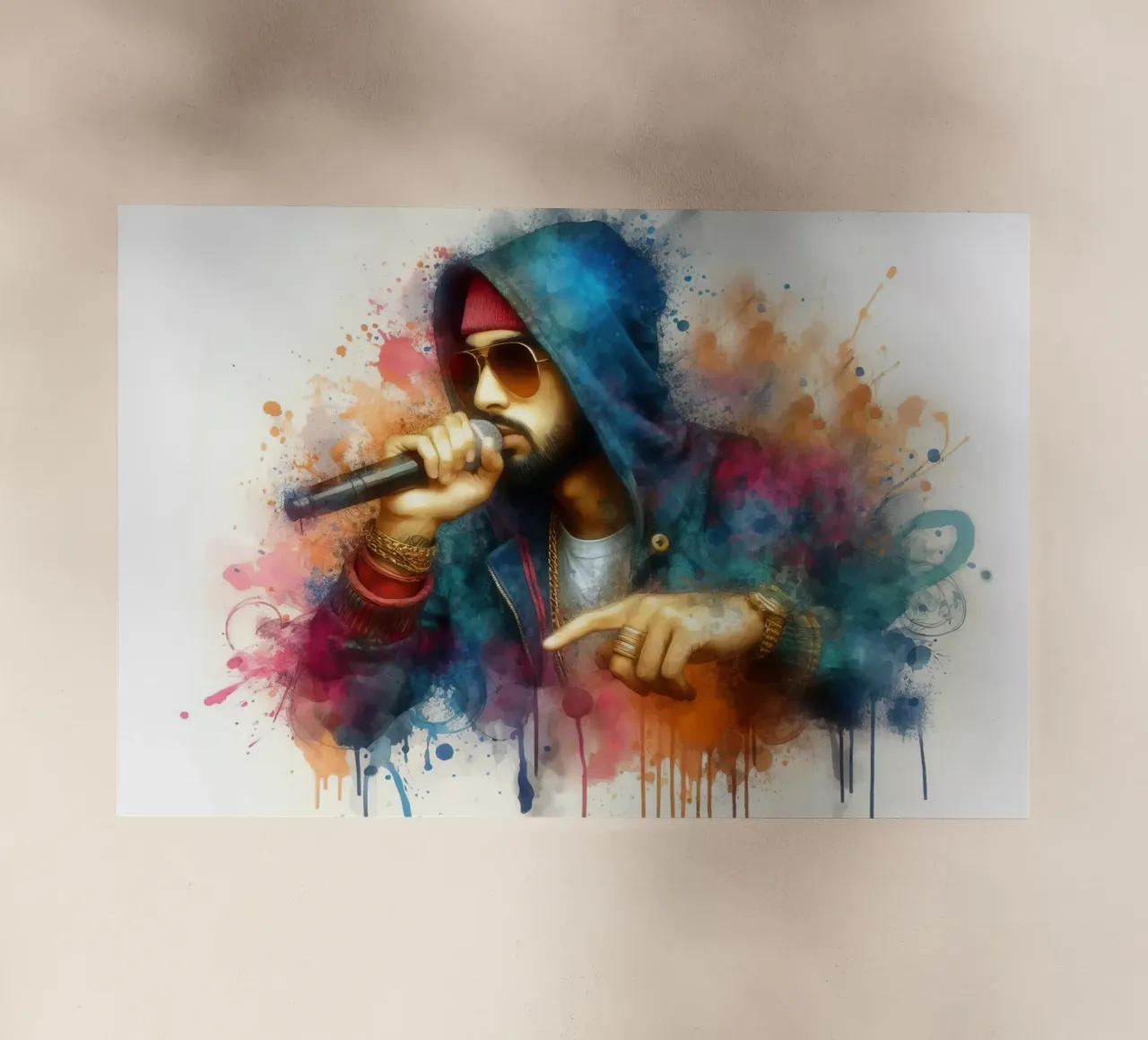cantante hip hop in acquerello pellicola backlit da 🎁 ARTVI-SHOP
