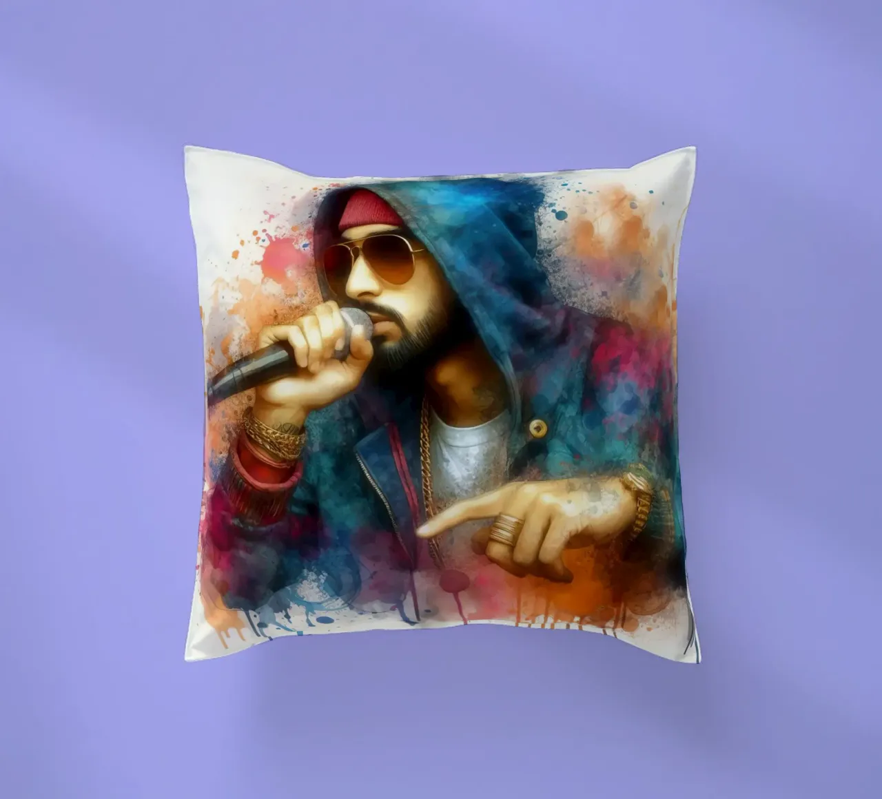 cantante hip hop in acquerello cuscino da 🎁 ARTVI-SHOP