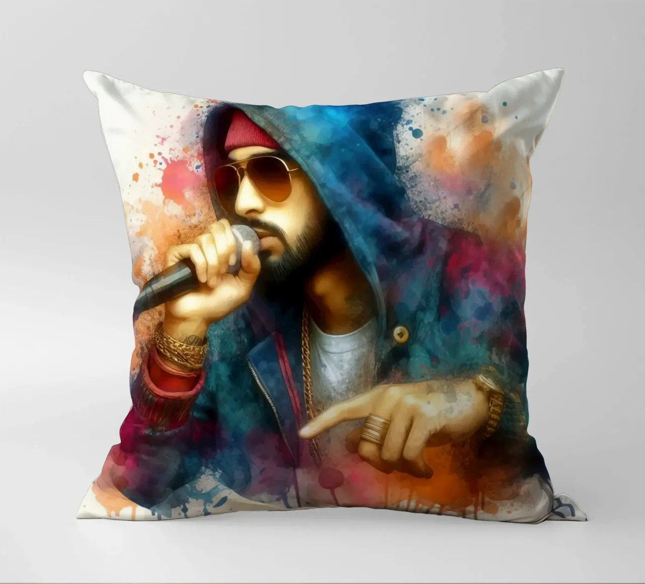 cantante hip hop in acquerello cuscino da 🎁 ARTVI-SHOP