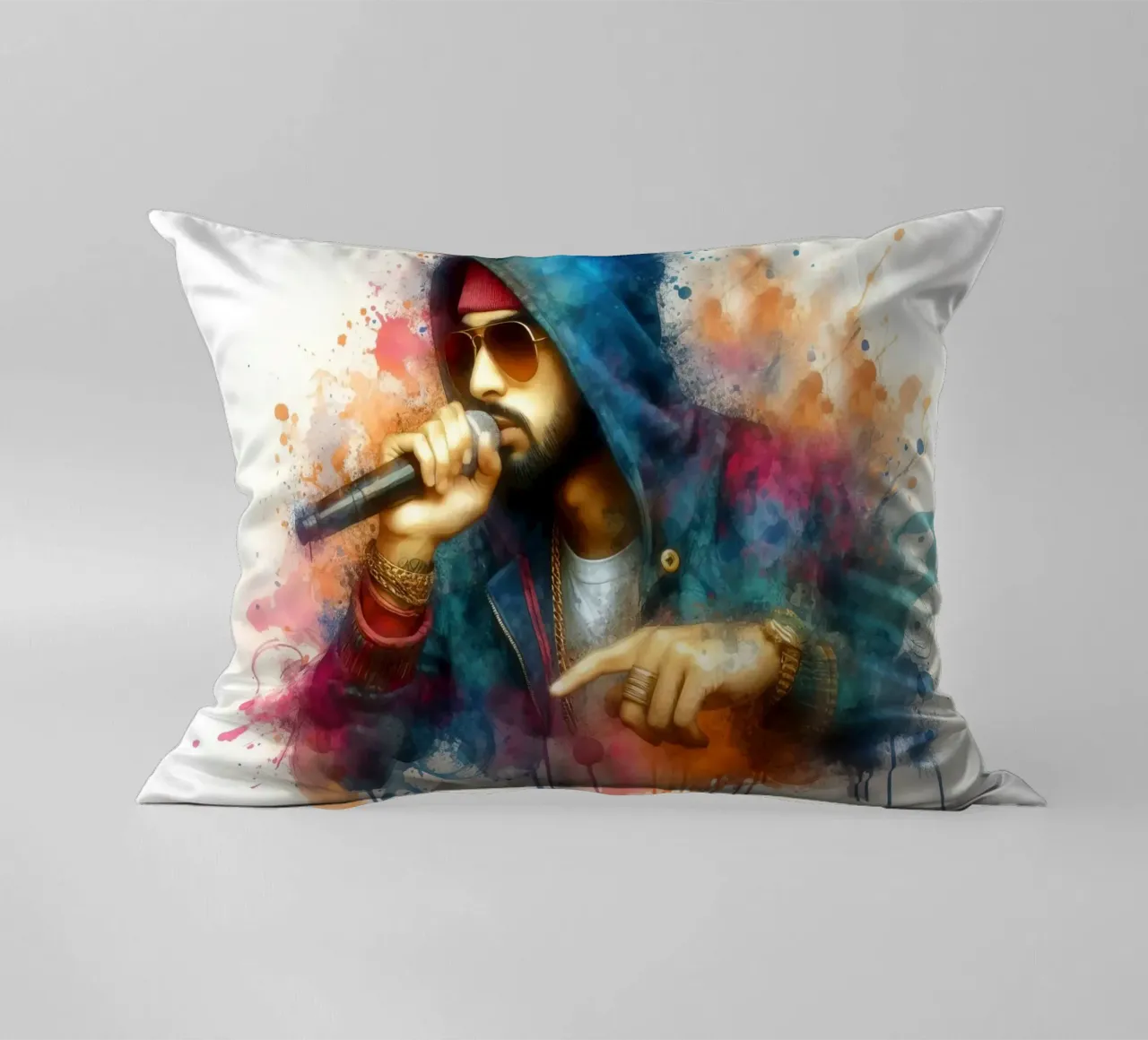 cantante hip hop in acquerello cuscino da 🎁 ARTVI-SHOP