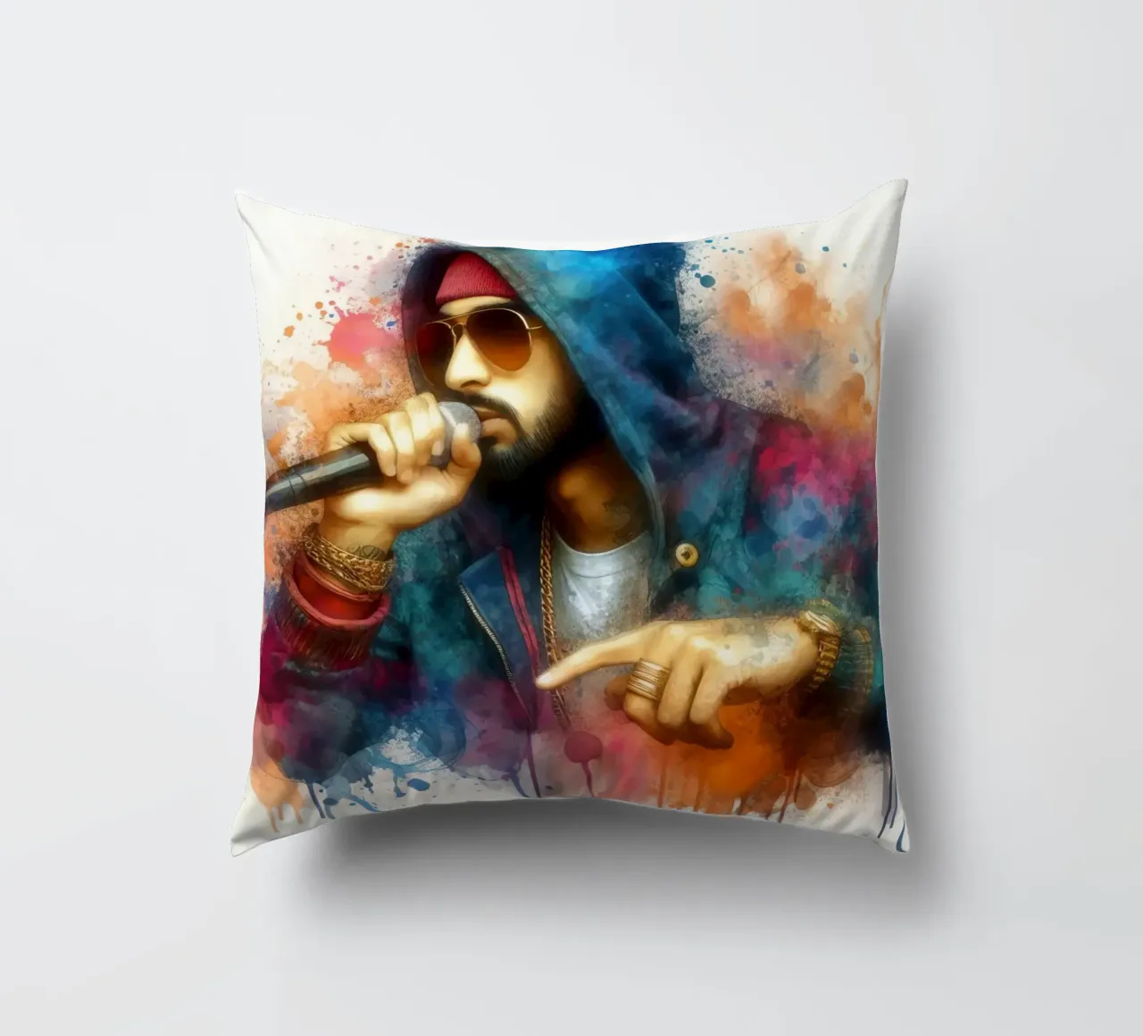 cantante hip hop in acquerello cuscino da 🎁 ARTVI-SHOP