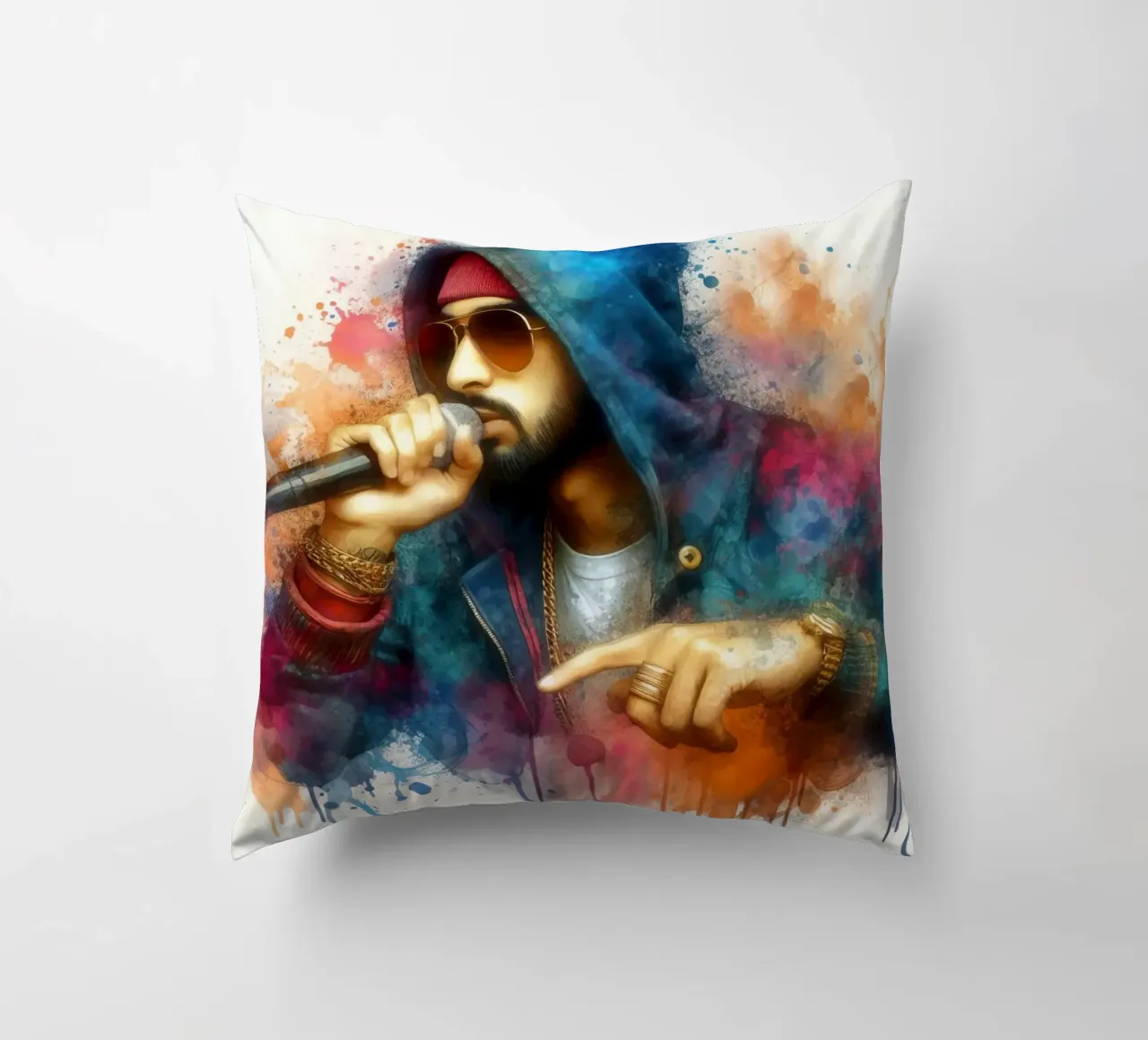 cantante hip hop in acquerello cuscino da 🎁 ARTVI-SHOP