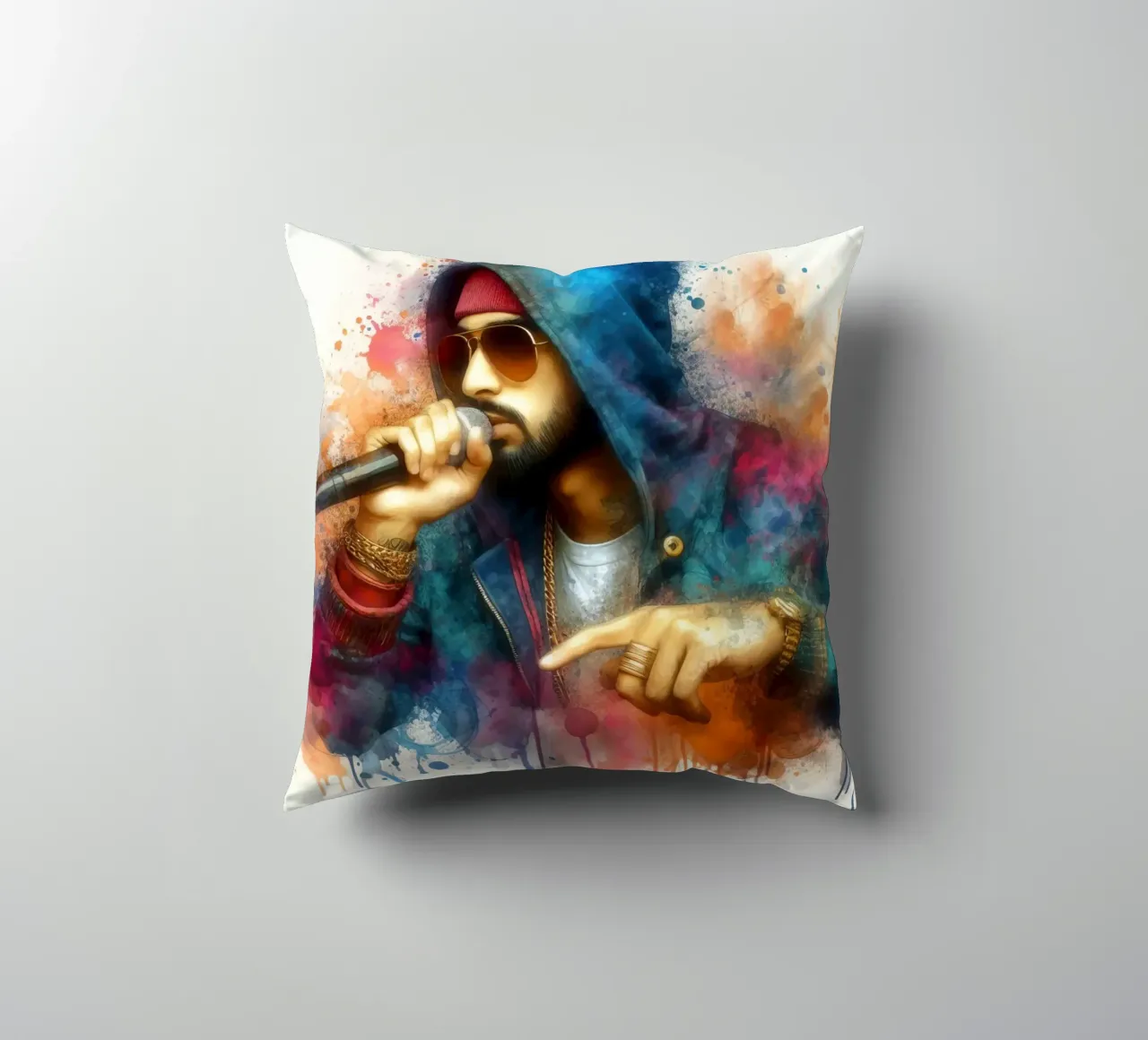 cantante hip hop in acquerello cuscino da 🎁 ARTVI-SHOP