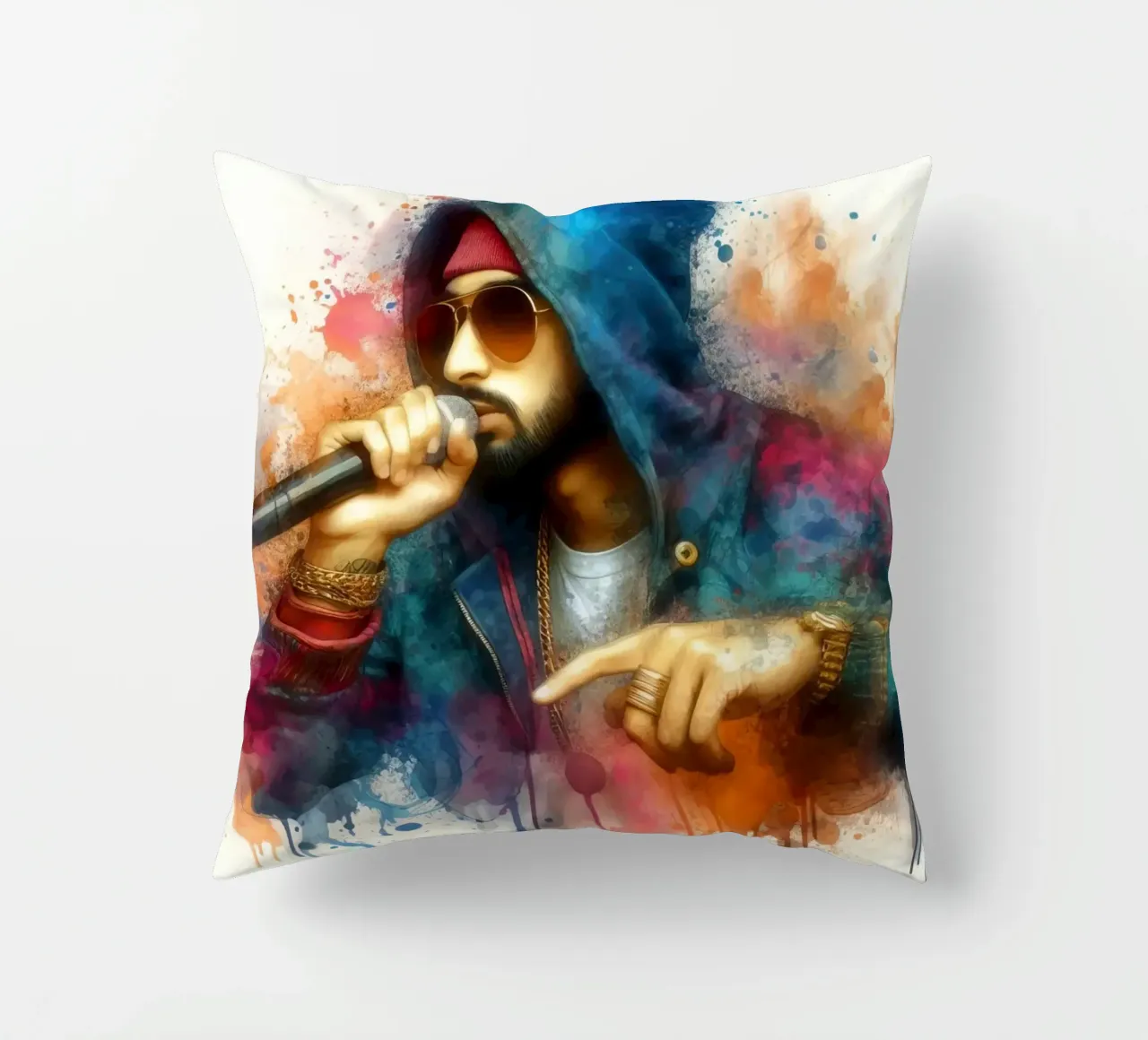 cantante hip hop in acquerello cuscino da 🎁 ARTVI-SHOP