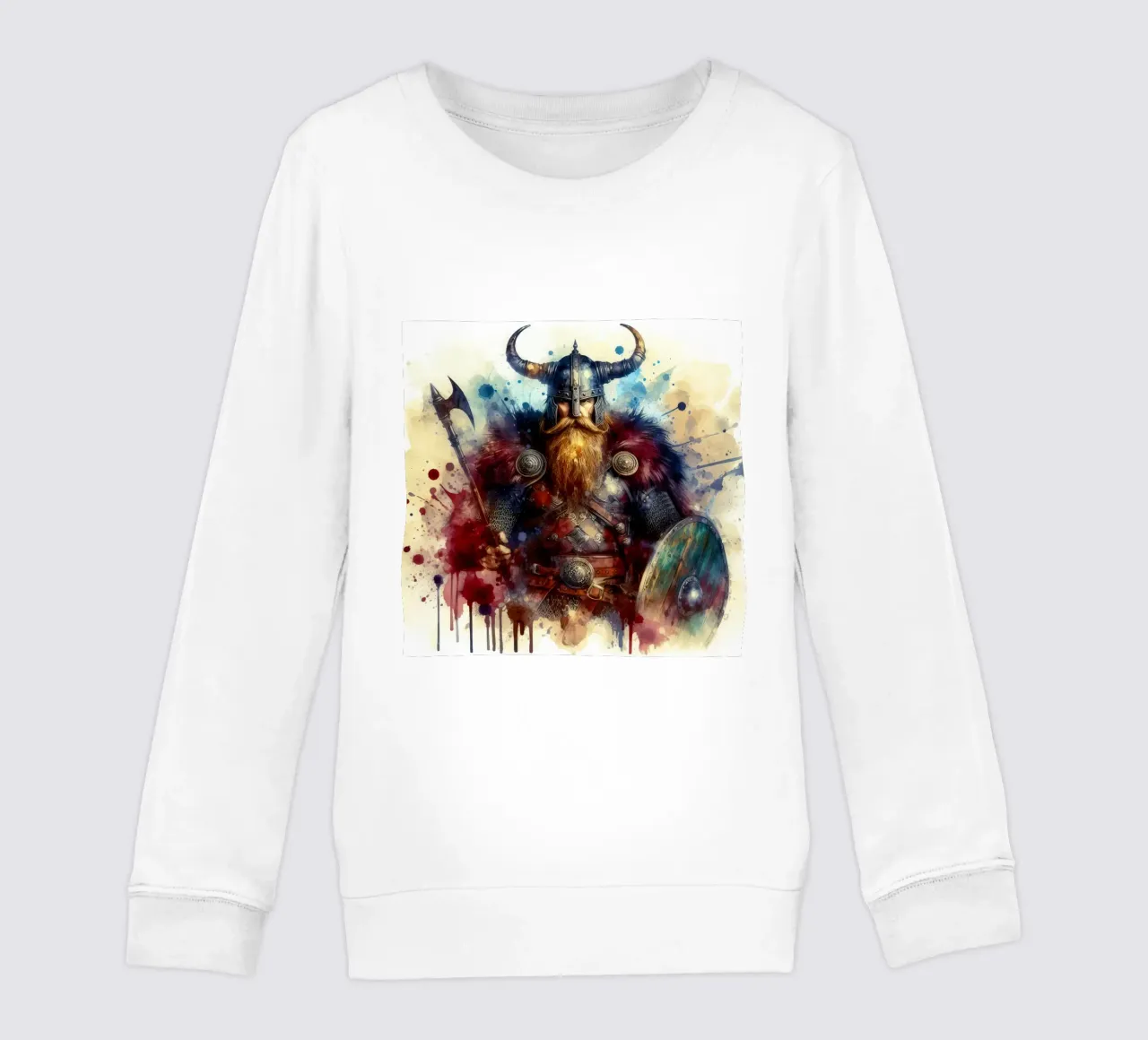 Viking warrior in watercolor kids sweatshirt by 🎁 ARTVI-SHOP